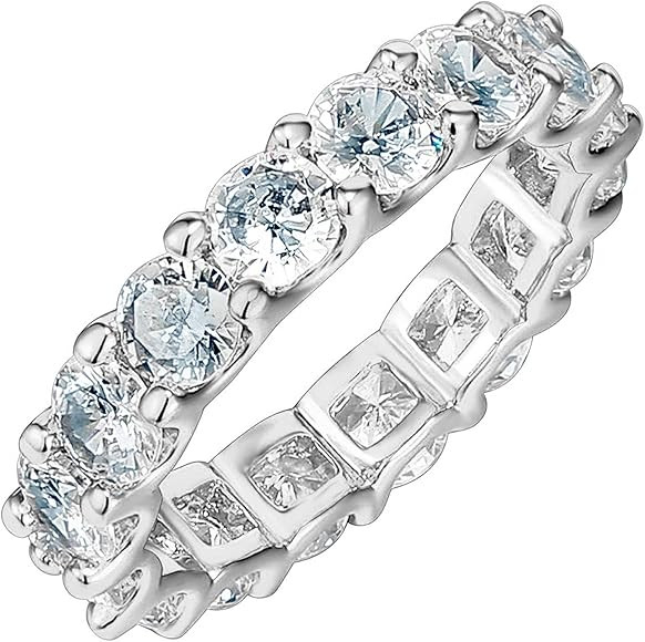 PAVOI 14K Gold Plated Rings Cubic Zirconia Love Ring | 4mm Stackable Rings for Women | Gold Rings fo | Amazon (US)