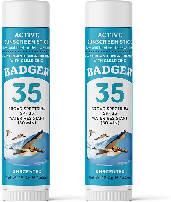 Badger Mineral Sunscreen Face Stick SPF 35, 97% Organic Unscented Zinc Oxide Travel Sunscreen, Co... | Amazon (US)