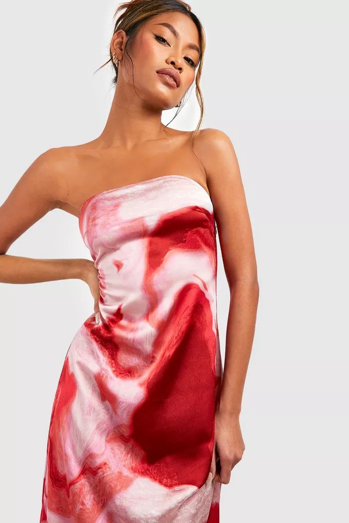Marble Bandeau Maxi Dress | boohoo (US & Canada)