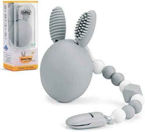 Bunny Eggy Teething Toy, Multifunction Teether Toothbrush Rattle Gum Massager Infants Sensory Toy wi | Amazon (US)
