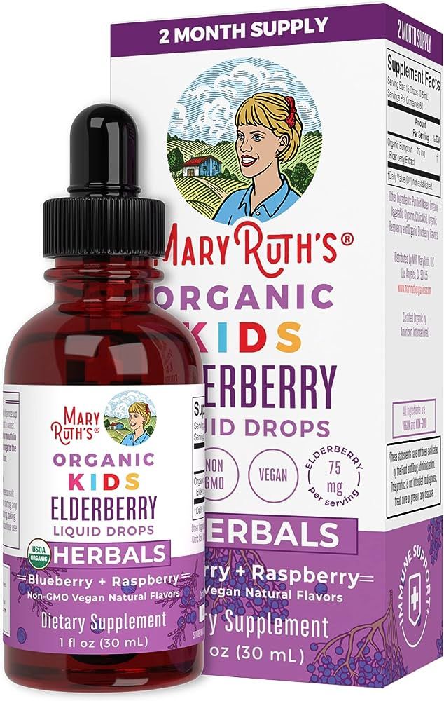 MaryRuth Organics | USDA Organic Elderberry Liquid Drops for Kids Ages 4-13 | Elderberry Extract ... | Amazon (US)