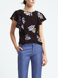 Flutter Sleeve Floral Vee Back Top | Banana Republic US