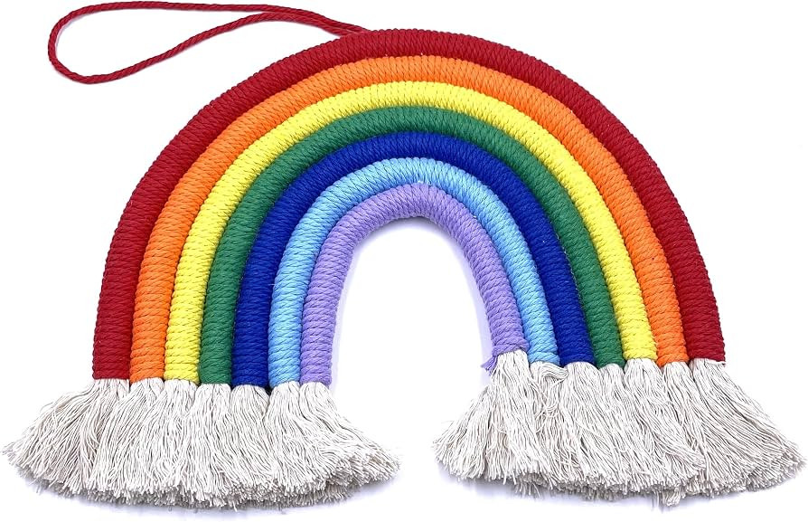 MacrameBay Large Handmade Macrame Rainbow Hanging Wall Art Decor Ornament, for Kids Baby Room, Nu... | Amazon (US)