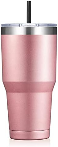 ALOUFEA 30oz Stainless Steel Tumbler, Insulated Coffee Tumbler Cup with Lid and Straw, Double Wal... | Amazon (US)
