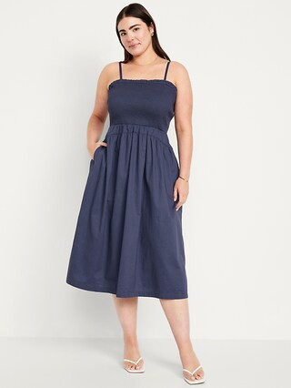 Fit & Flare Smocked Midi Dress | Old Navy (US)