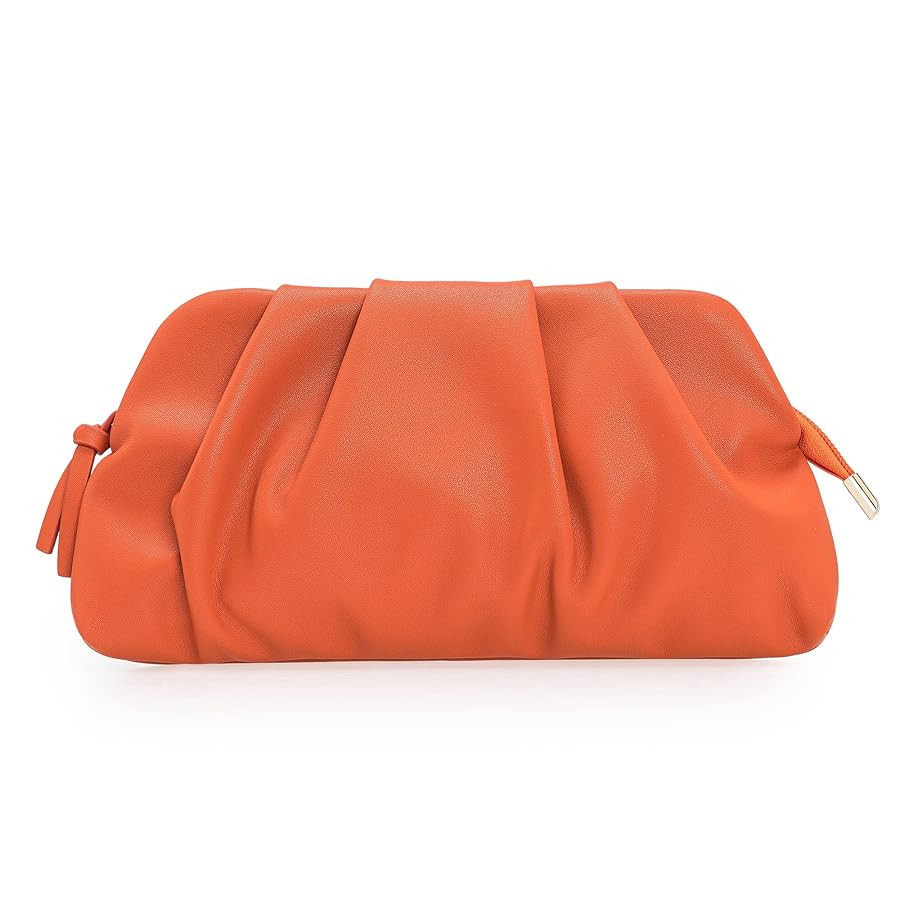 CHARMING TAILOR Chic Soft Vegan Leather Clutch Bag Dressy Pleated PU Evening Purse for Women | Amazon (US)