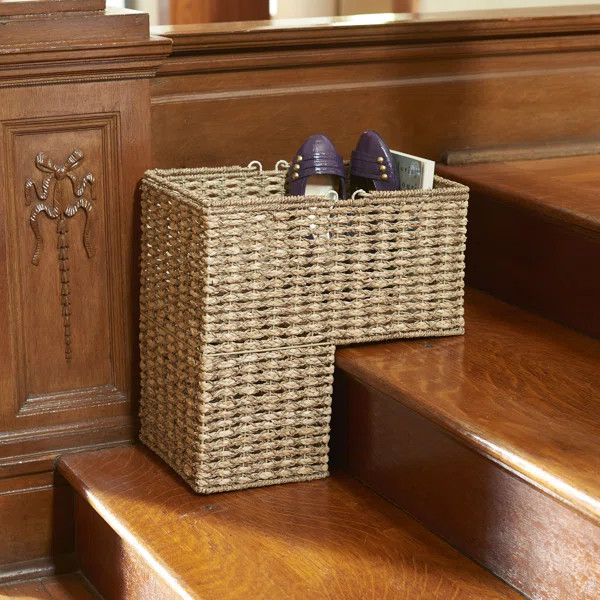 Stair-step Sea Grass and Corn Husk Wicker Basket | Wayfair North America