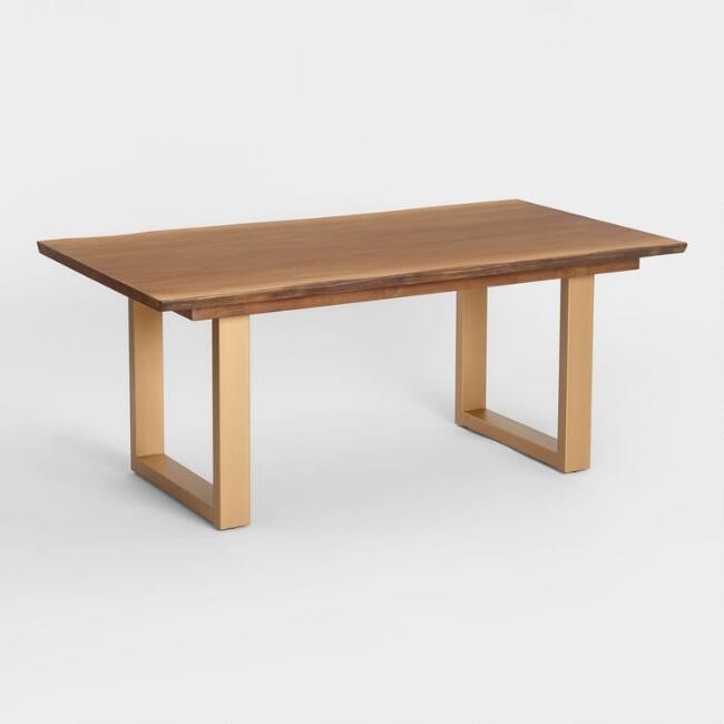 Live Edge Wood and Gold Metal Sloan Dining Table | World Market