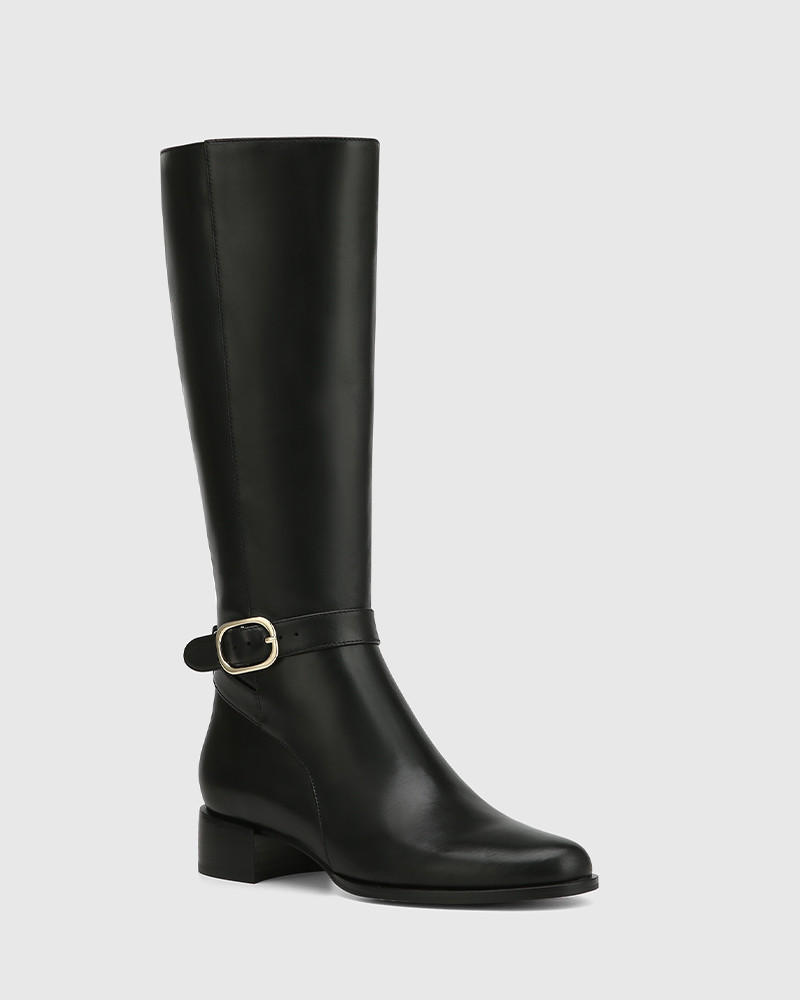 Benji Black Leather Long Boot | Wittner