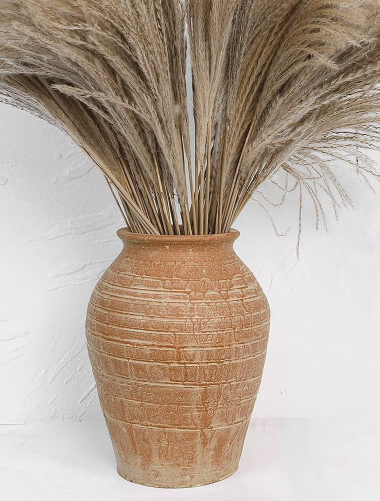 Large Ceramic Vase for Decor - Rustic Vintage Flower Pottery Vase for Home Countertop, Shelf, Cen... | Amazon (US)