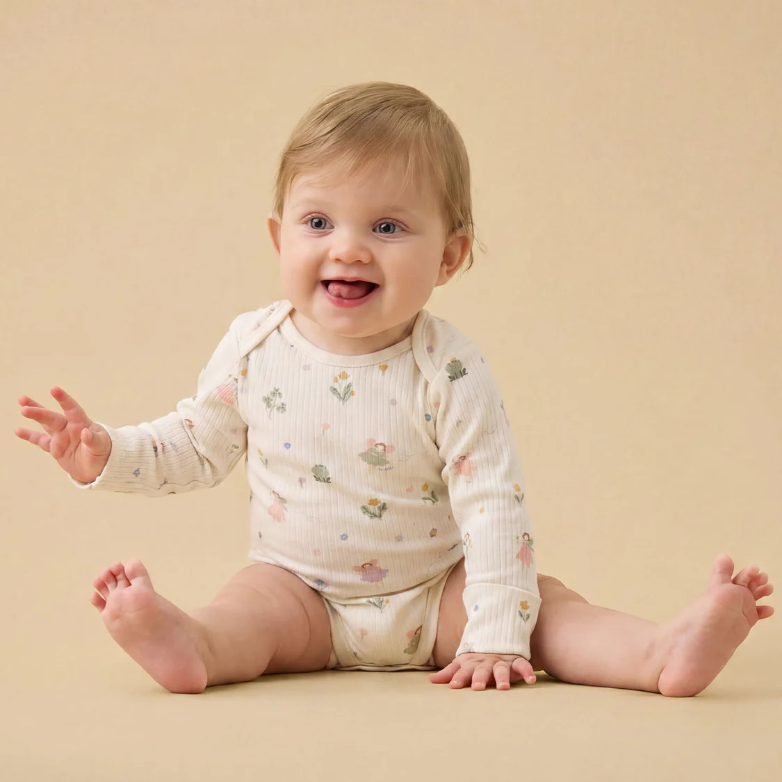 Fairy Garden Ribbed Long Sleeve Bodysuit | Baby Mori (US)