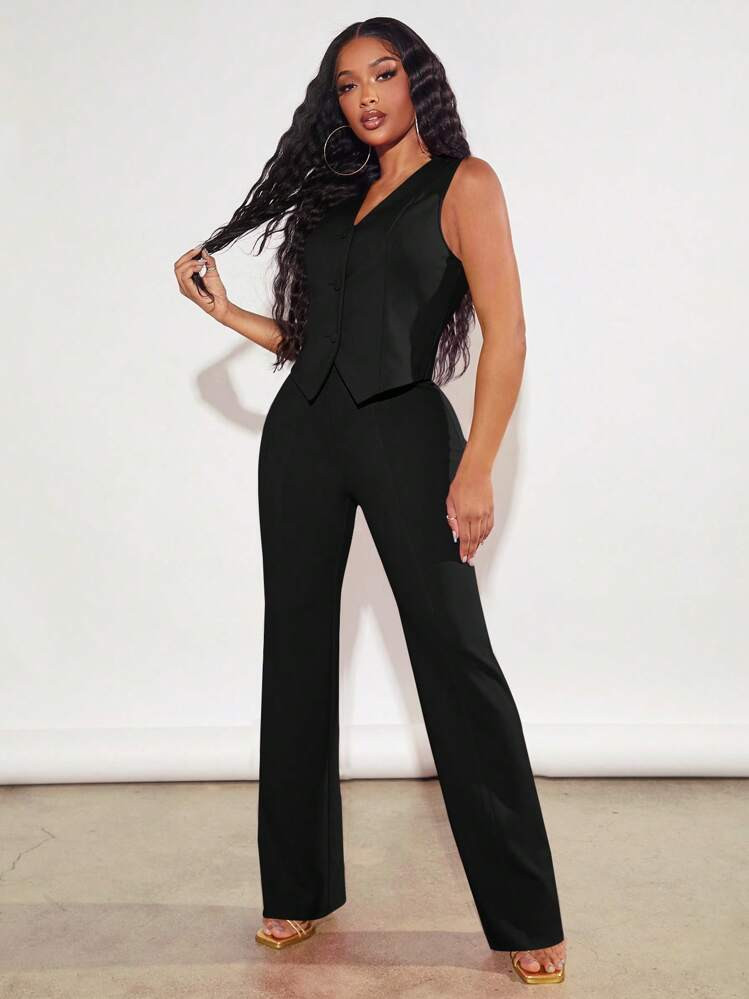 SHEIN SXY Solid Vest Blazer & Pants In Fall/Winter | SHEIN