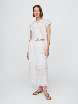 Tiered Lace-Trim Maxi Skirt | Gap (US)