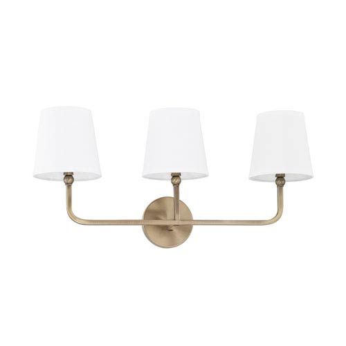 Dawson Aged Brass Three-Light Bath Vanity | Bellacor