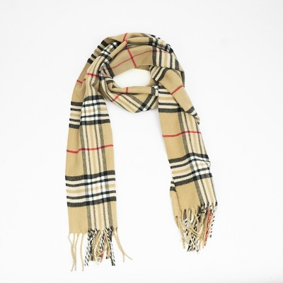 Wear Sierra Plaid Scarf, Warm, Soft & Colorful for Men & Women Khaki Beige 72 x 12" | Target
