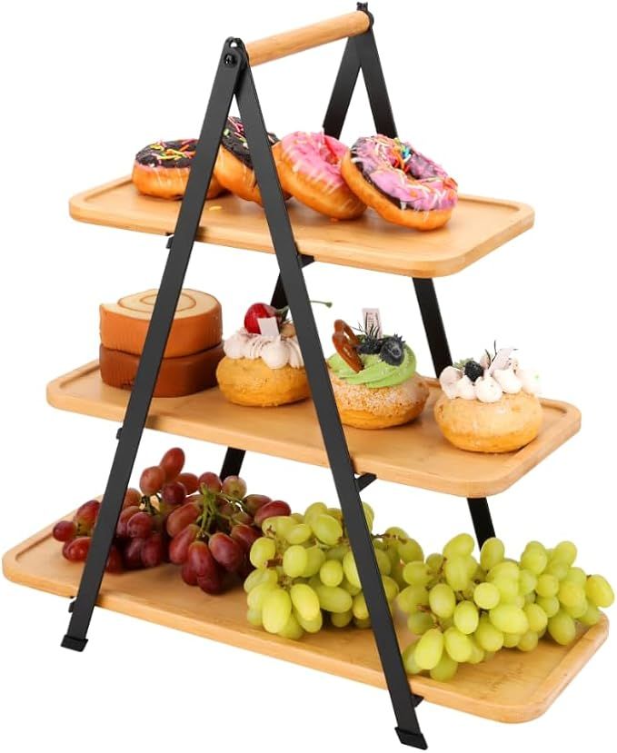 3 Tier Bamboo Serving Trays Stand Bamboo WeddingTiered Serving Platters Dessert Table Display Set... | Amazon (US)