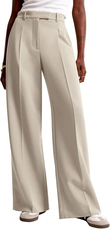 NIMIN Women Wide Leg Pants High Waisted Dressy Work Trousers Business Casual Palazzo Pants with P... | Amazon (US)