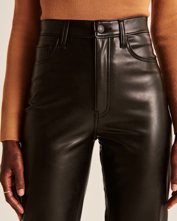 Vegan Leather Ankle Straight Pant | Abercrombie & Fitch (US)