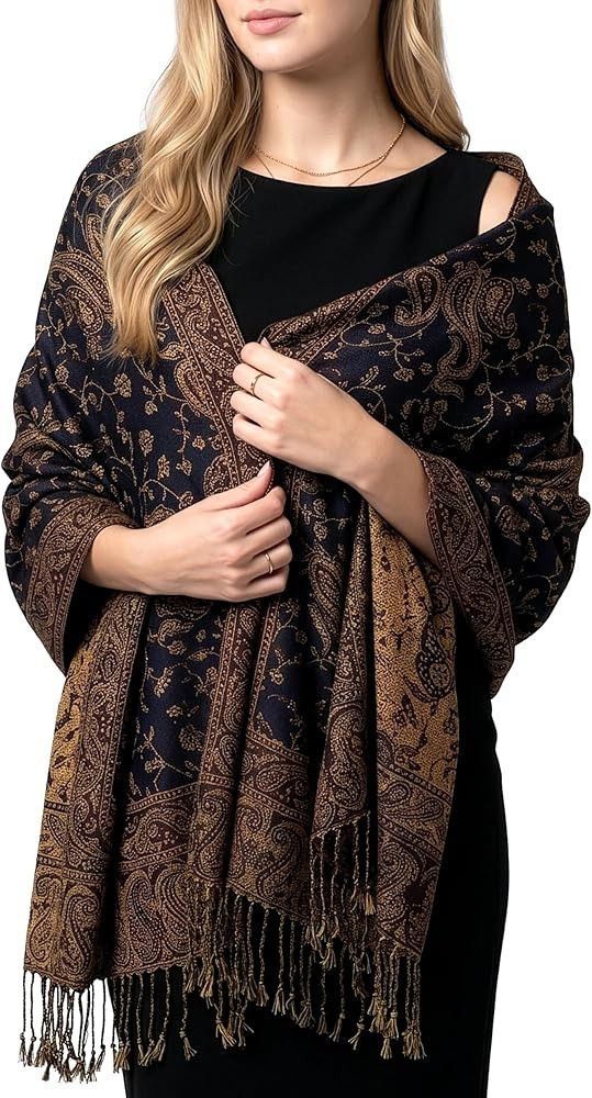 Achillea Reversible Paisley Pashmina Rave Scarf \u2013 Exotic Indian Shawls and Wraps for Evening... | Amazon (US)