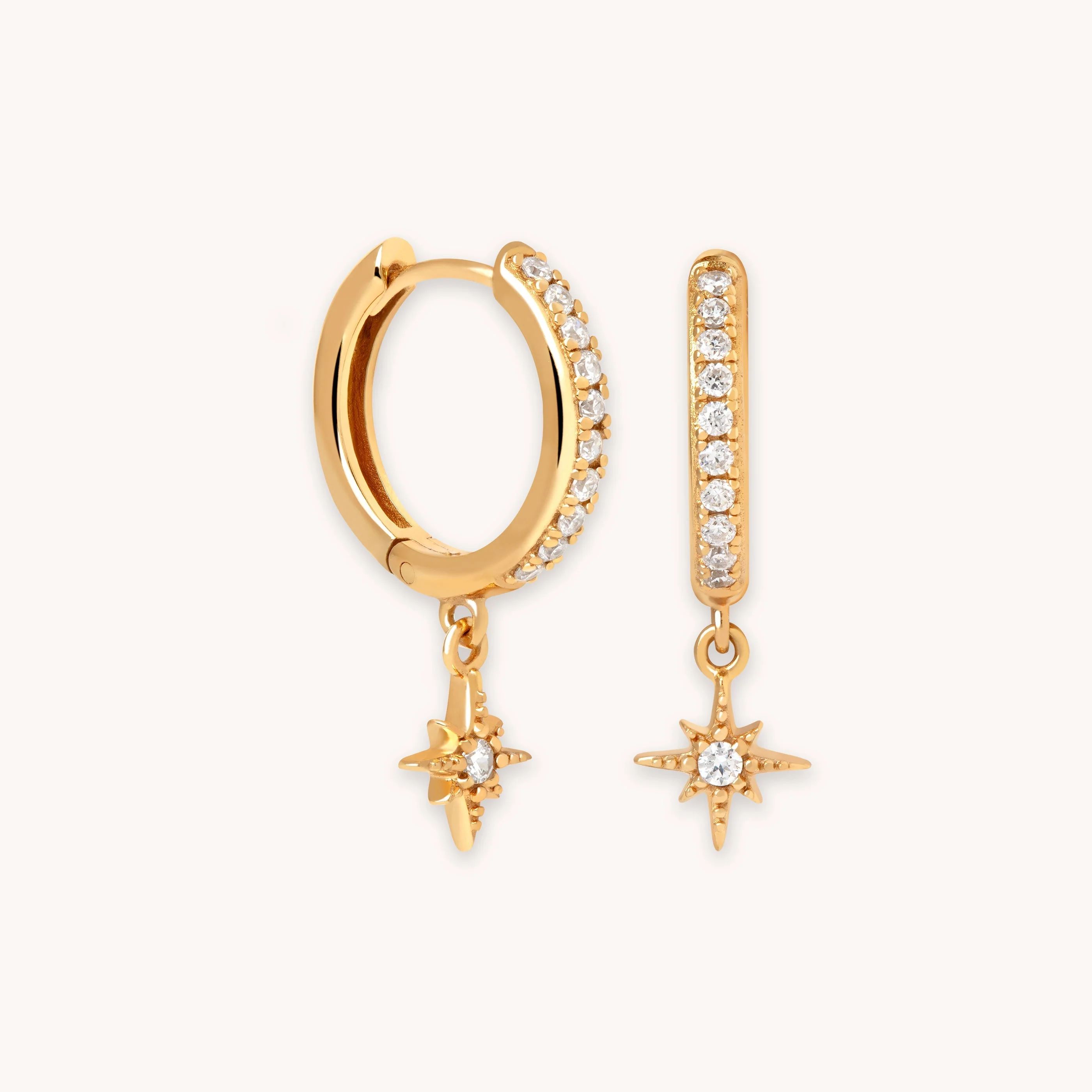 Crystal Star Gold Hoops | Astrid & Miyu Earrings | Astrid and Miyu