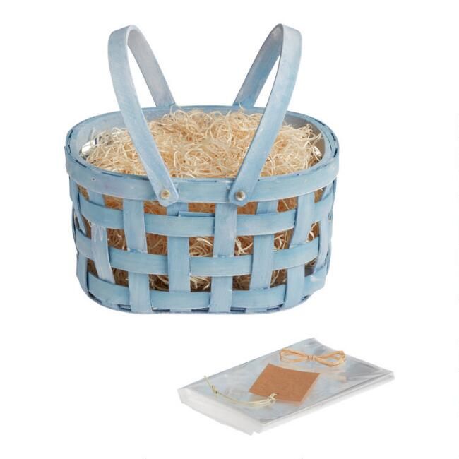 Blue Double Handle Woven Easter Gift Basket Kit | World Market