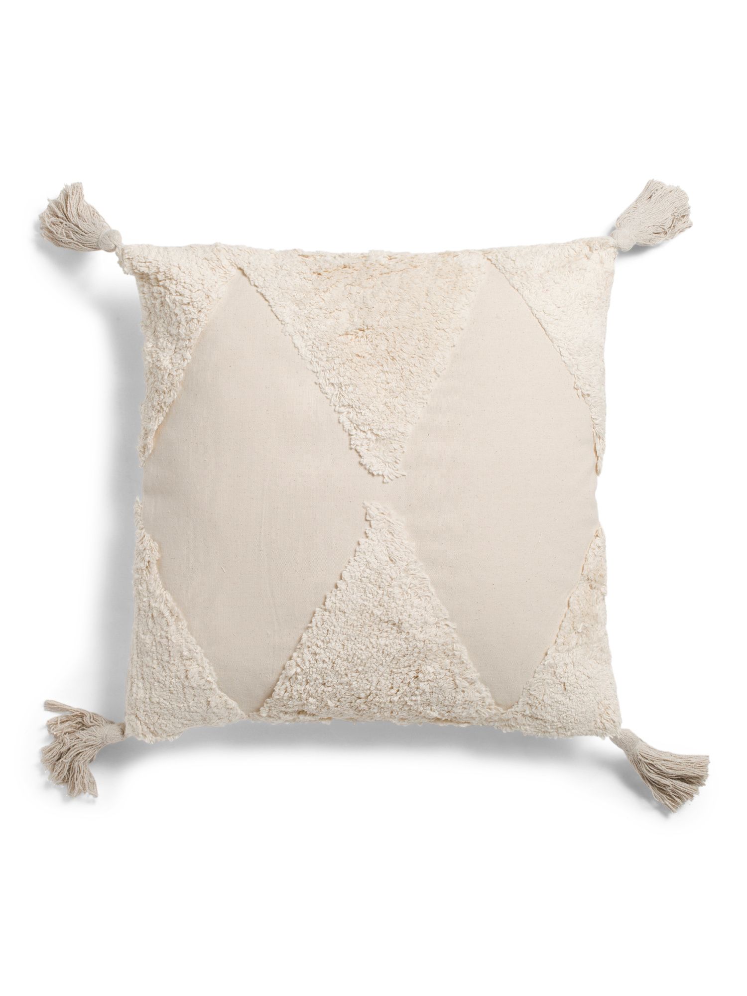 18x18 Tufted Linen Look Tassel Pillow | TJ Maxx