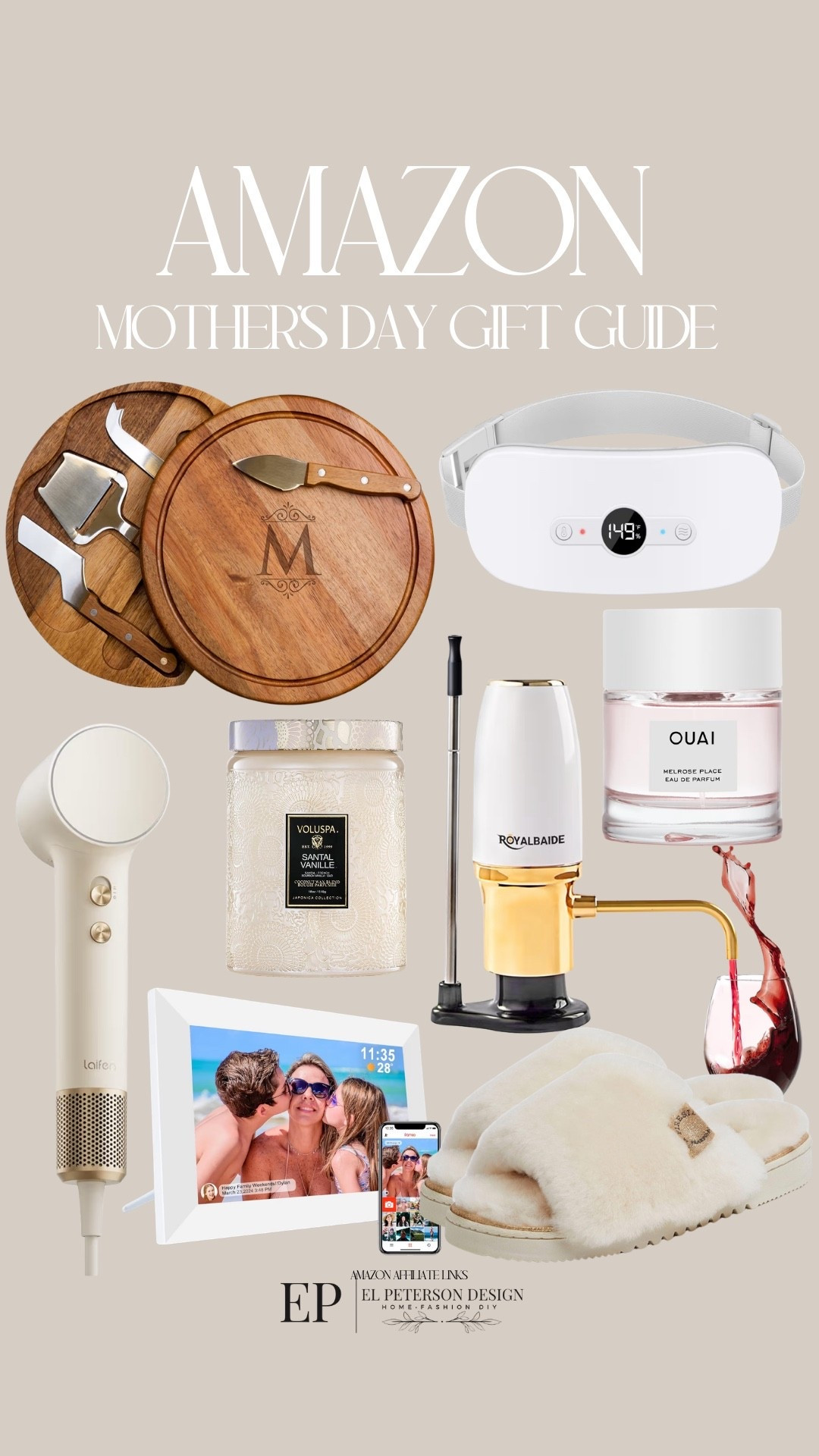 Amazon
Mothers Day Gift Guide
Wine opener
Hair dryer
Candle
Slippers 
Digital picture frame


#LTKMothersDay