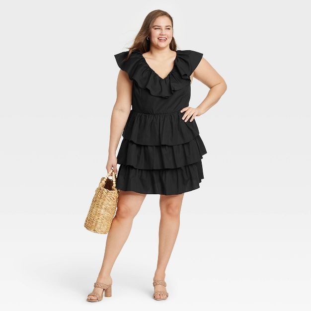 Women's Flutter Short Sleeve Multi-Tiered Dress - A New Day™ | Target