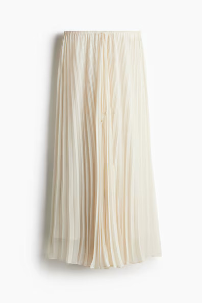 H & M - Pleated Maxi Skirt - Beige | H&M (US + CA)