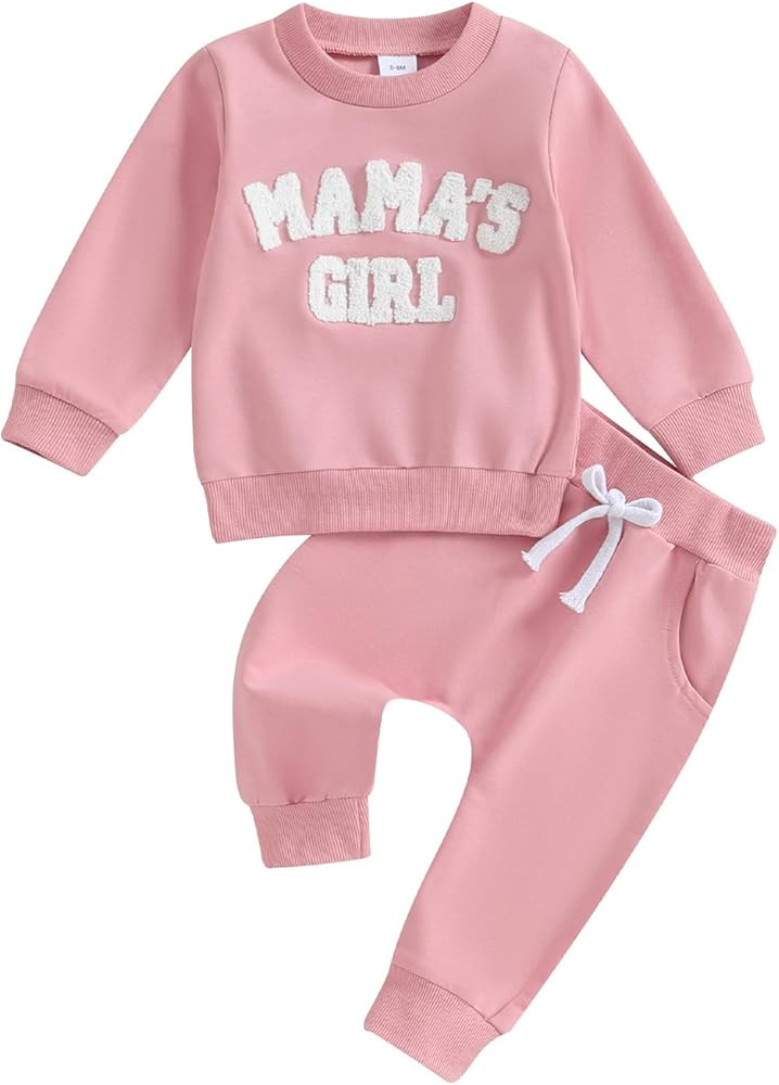 2Pcs Set Infant Baby Girl Fall Clothes Daddys Girl Long Sleeve Crewneck Sweatshirt+Joggers Pants ... | Amazon (US)