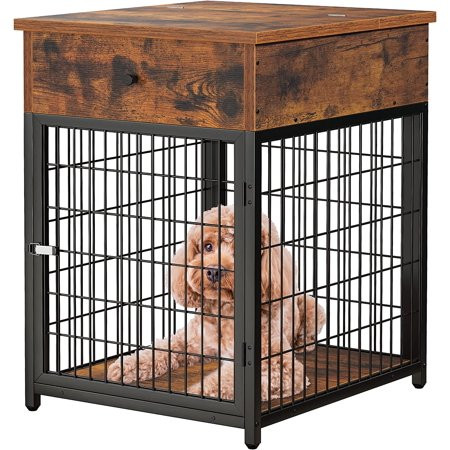 Furniture Dog Crates 28.9 Wood Dog Kennel with Flip-up Drawer Chew-Proof Home Wooden Dog Crate Small | Walmart (US)