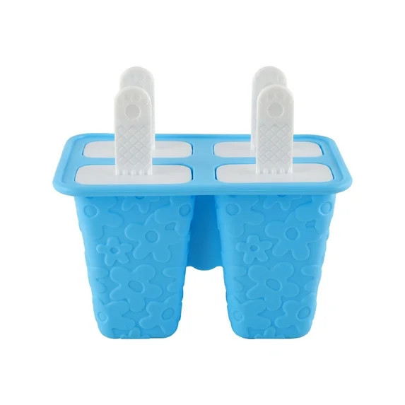 Embossed Flower Silicone Ice Pop Molds - Reusable & Dishwasher Safe, Blue | Walmart (US)