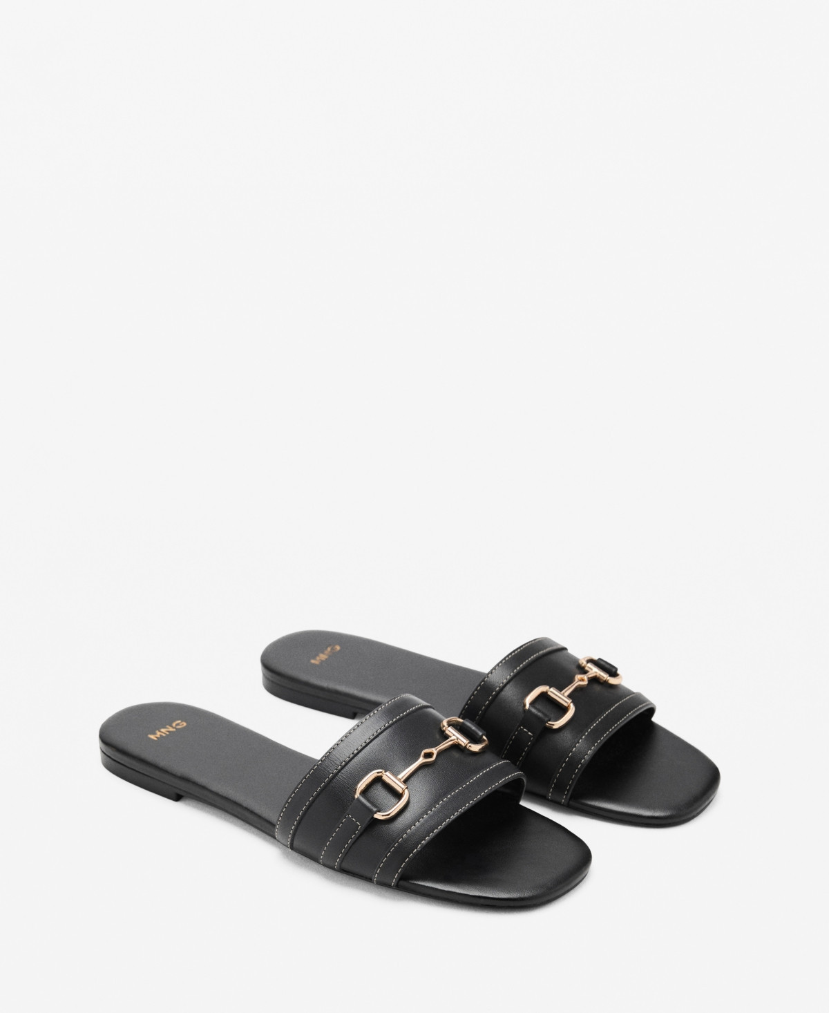 Mango Women's Buckle Leather Sandals - Black | Macy's