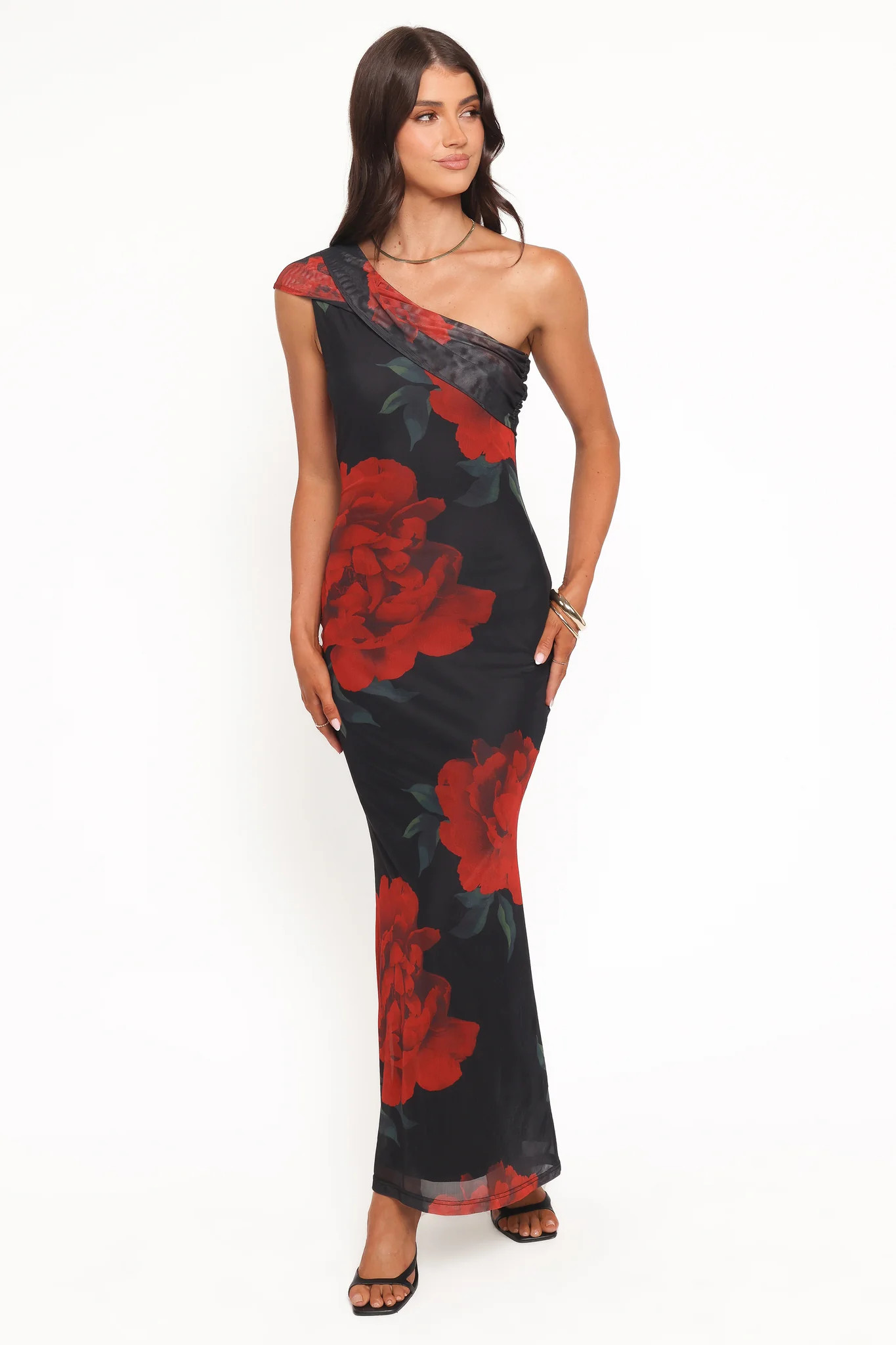 Gerri Off Shoulder Maxi Dress - Black Floral | Petal & Pup (US)