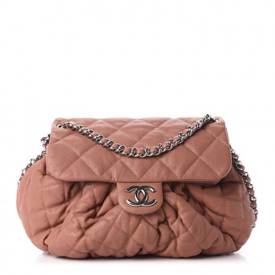 Washed Lambskin Quilted Medium Chain Around Flap Pink | Fashionphile