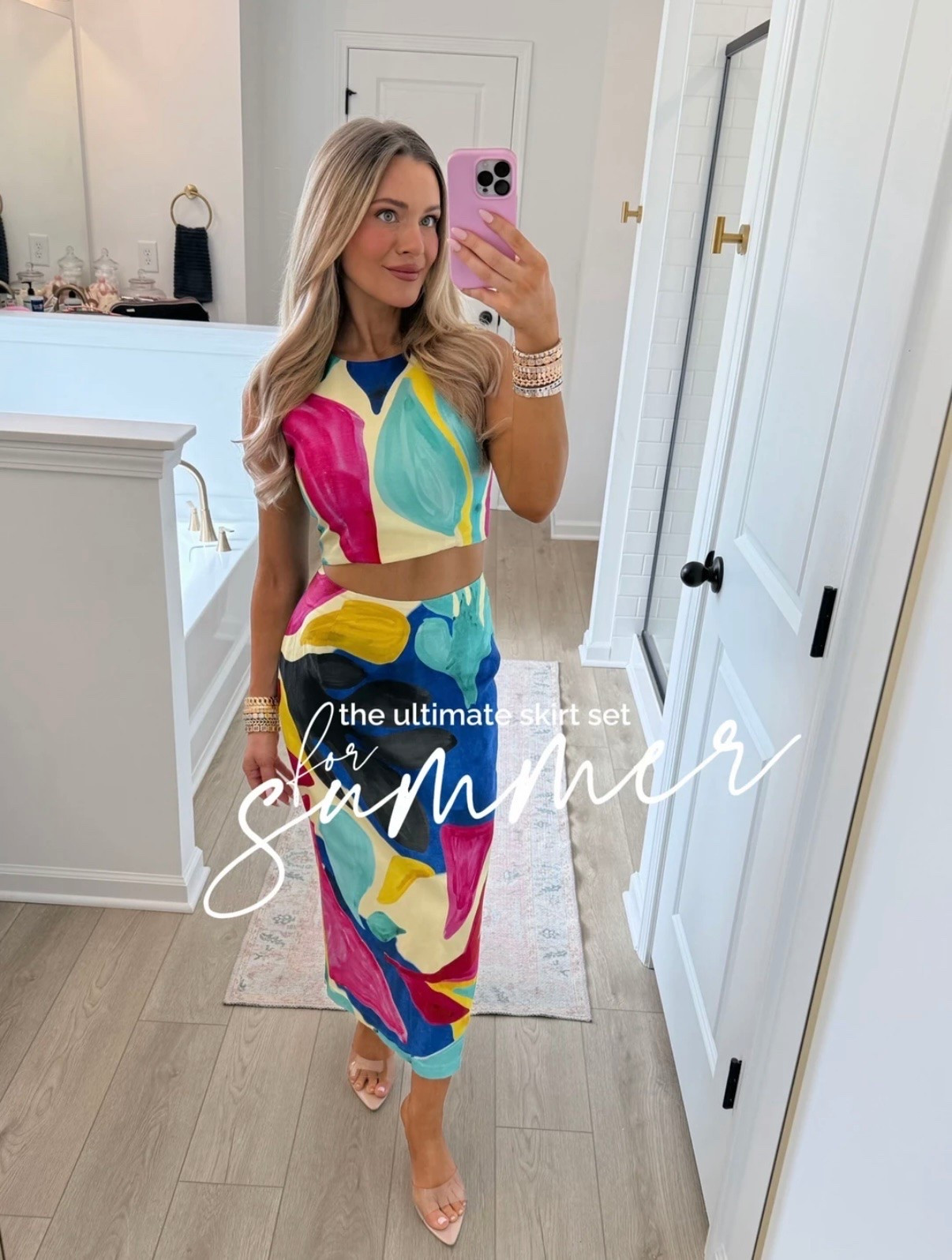 Obsessed with this gorgeous skirt set for summer 🩷💛💙🩵 the colors are stunning and the quality is unreal. Hunter Bell always knocks it our of the park <3

#LTKootd #LTKdayinmylife #LTKSeasonal