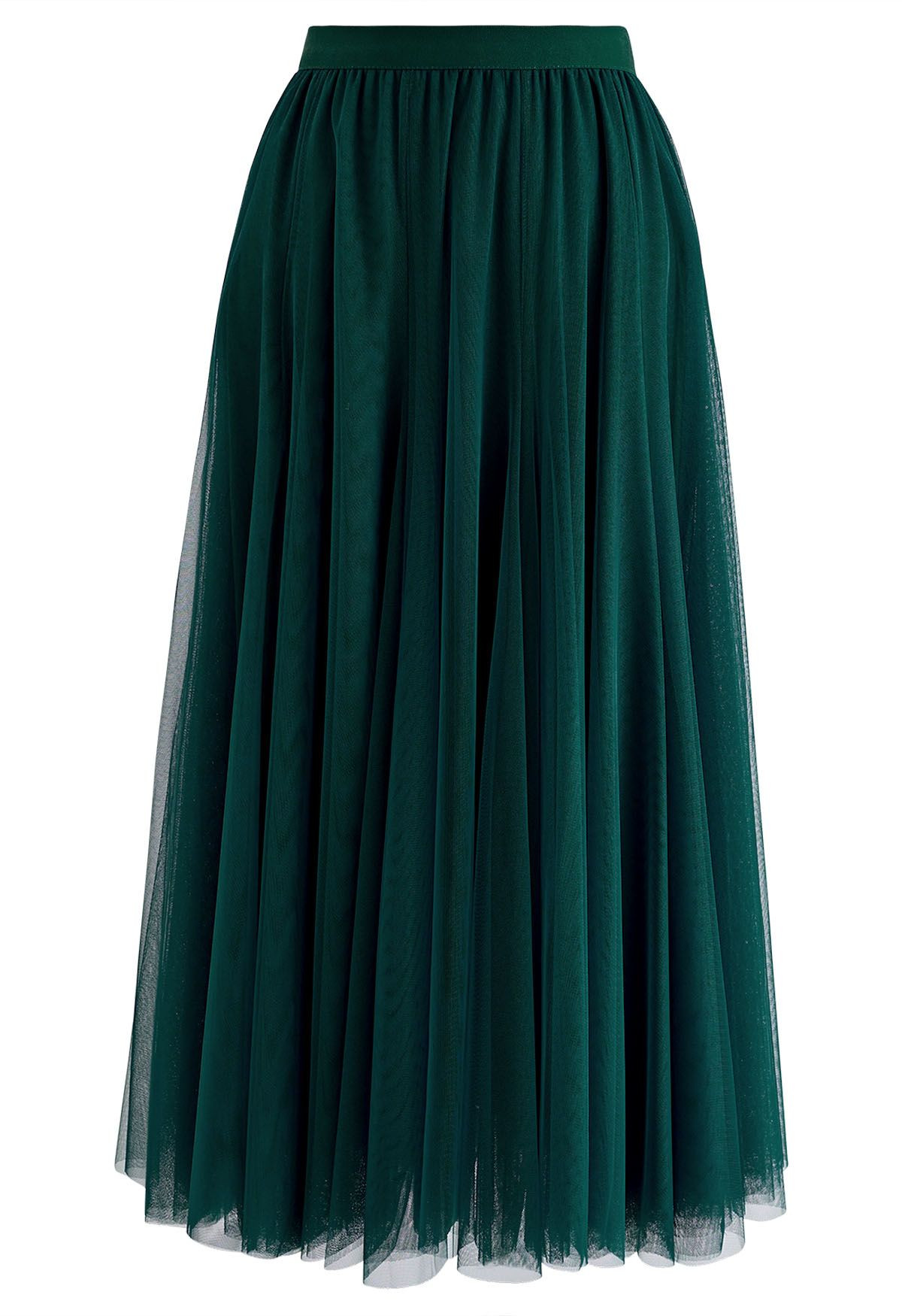 My Secret Garden Tulle Maxi Skirt in Dark Green | Chicwish