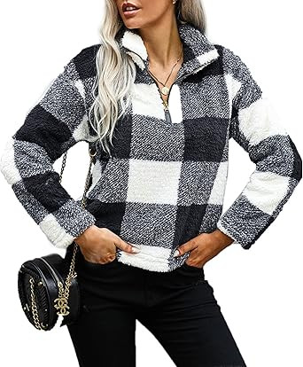 MARZXIN Women's Lapel Zip Up Fuzzy Fleece Shaggy Oversized Coat Faux Shearling Jacket with Pocket... | Amazon (US)