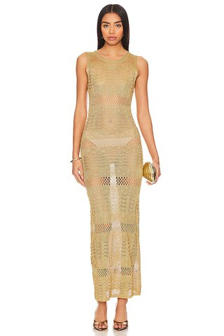 MORE TO COME Sevyn Midi Dress in Gold from Revolve.com | Revolve Clothing (Global)