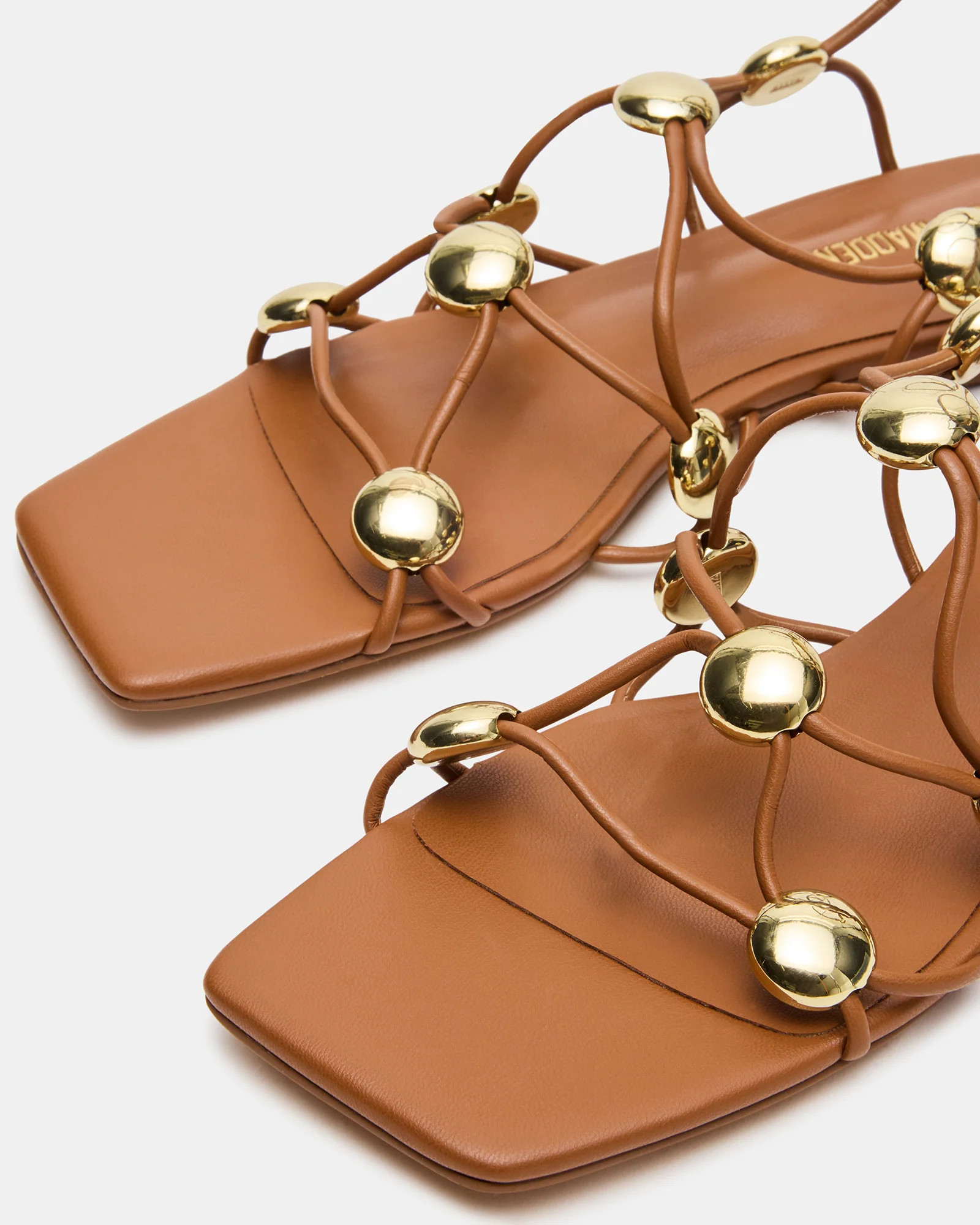 TIDES Cognac Strappy Square-Toe Women's Sandal | Steve Madden (US)