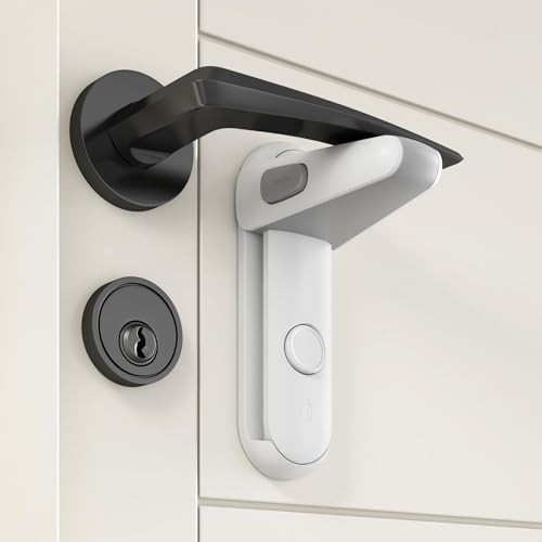 Heart of Tafiti Childproof Door Lever Lock, Baby Proofing Door Handle Lever, Door Handle Child Proof, Toddler Door Locks, Strong Adhesive no Tools Need or Drill (White, 2 Pack) | Amazon (US)
