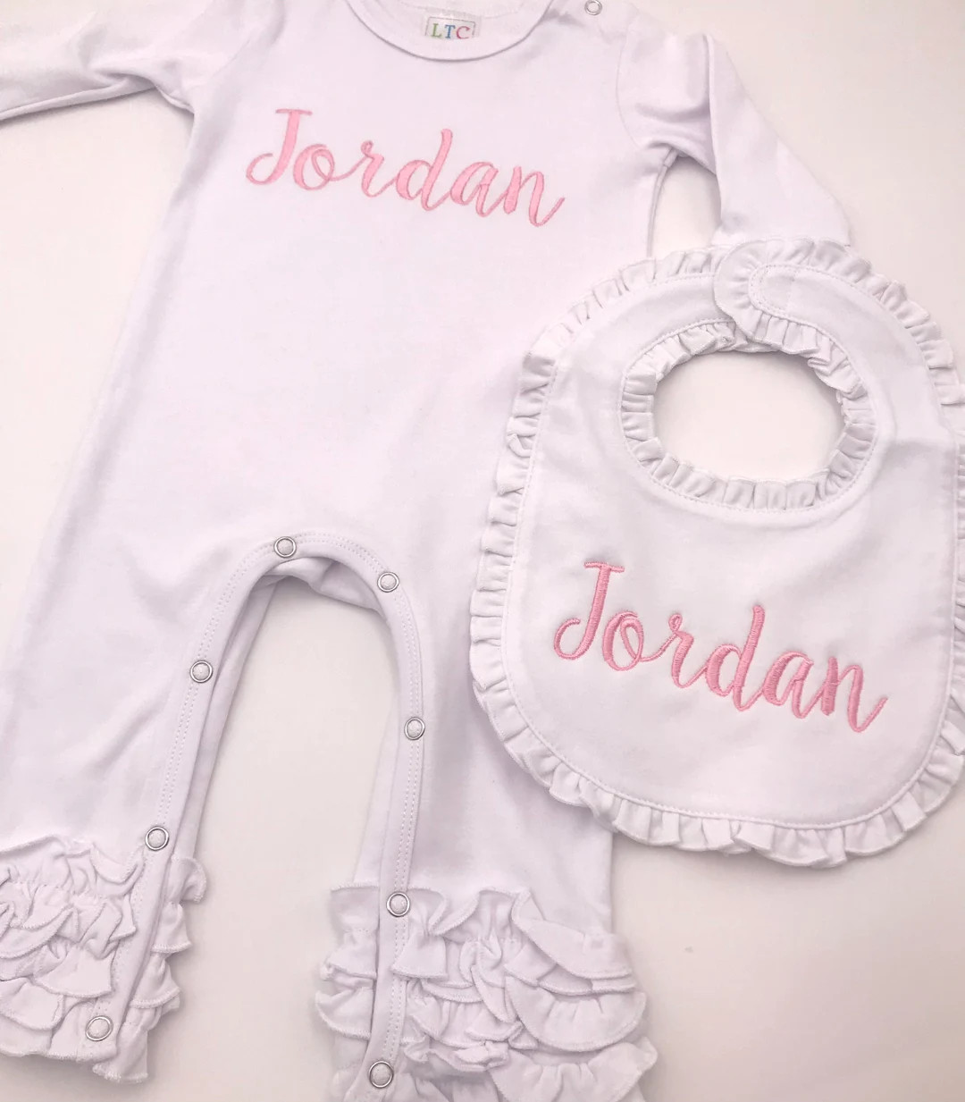 Baby Girl Coming Home Outfit Monogrammed Ruffle Romper Newborn Pictures Baby Girl Outfit Personal... | Etsy (US)