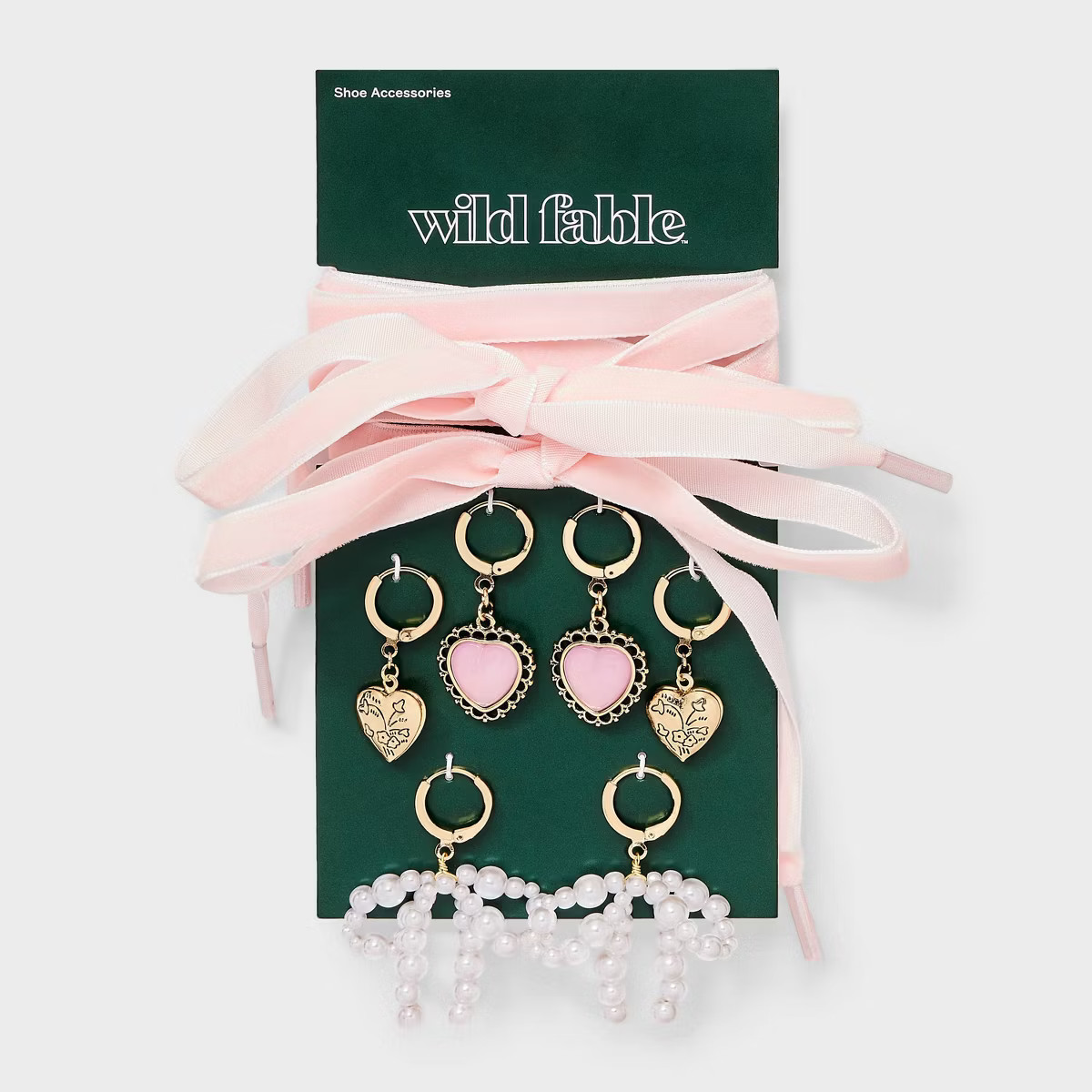 Bows and Hearts Shoelace and Shoe Charm Set - Wild Fable™ Gold | Target