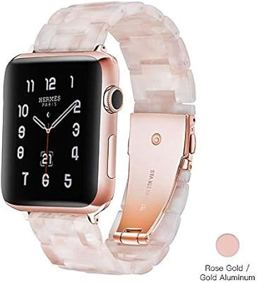 Light Apple Watch Band - Fashion Resin iWatch Band Bracelet Compatible with Copper Stainless Stee... | Amazon (US)