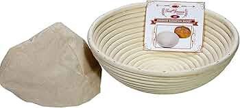 Saint Germain Bakery Premium Round Bread Banneton Basket with Liner - Perfect Brotform Proofing B... | Amazon (US)