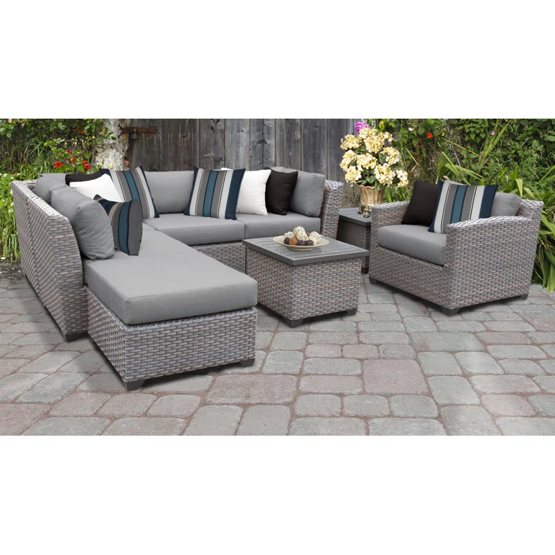 Merlyn 8 Piece Rattan Sectional Seating Group with Cushions | Wayfair North America