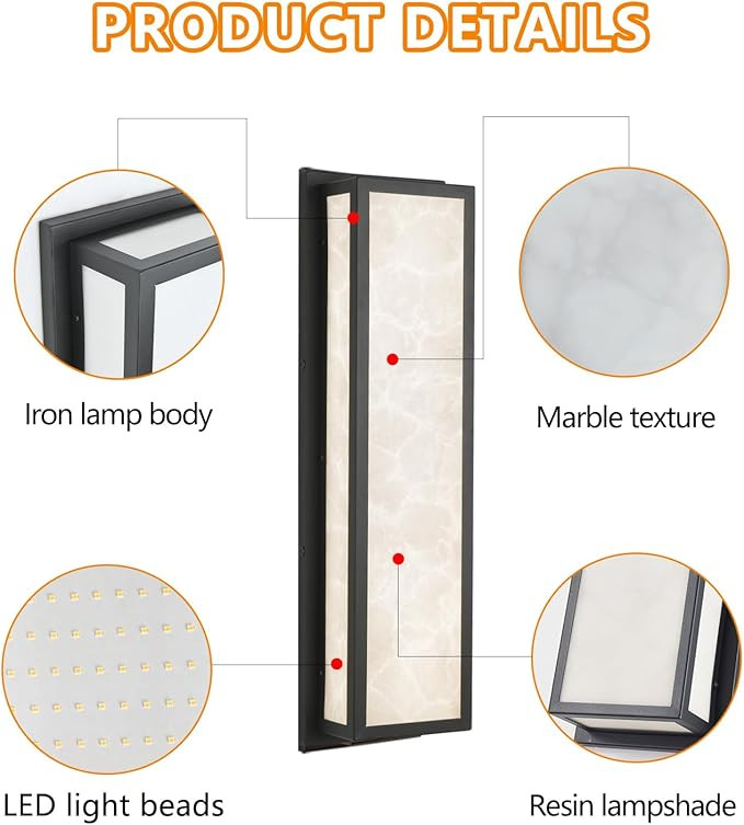 OIRSVI Outdoor Wall Sconce 26W LED Modern Wall Light 24.8in Large Exterior Light Fixture Rectangl... | Amazon (US)