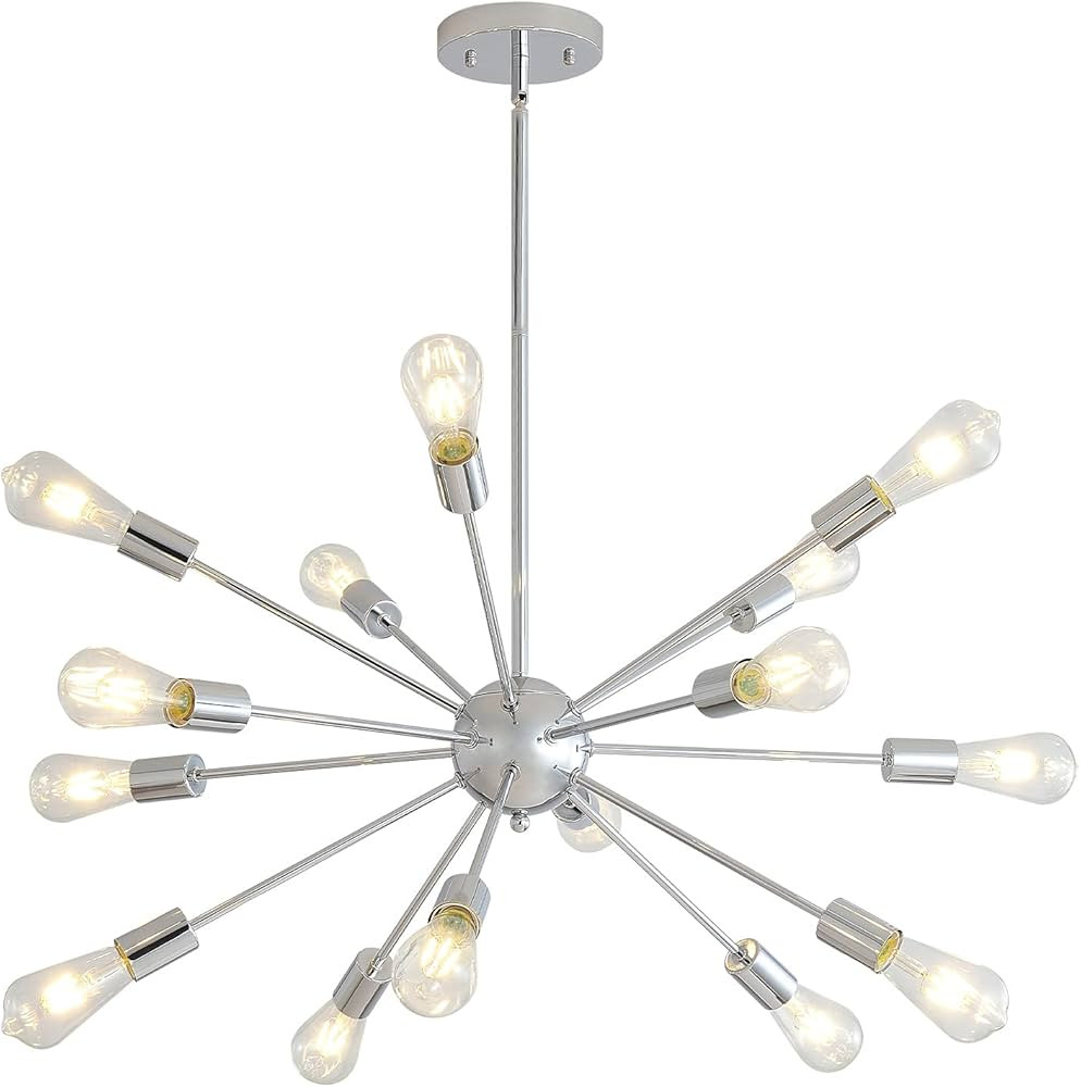 Mid-Century Sputnik Chandeliers 15-Lights, Modern Semi Flush Mount Ceiling Light Fixture Industri... | Amazon (US)