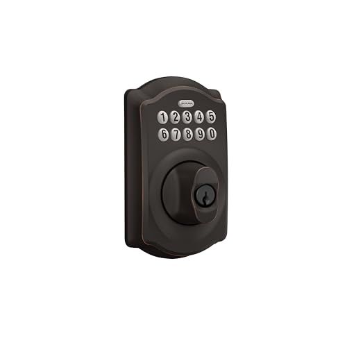Schlage BE365 V CAM 716 Camelot Keypad Deadbolt, Electronic Keyless Entry Lock, Aged Bronze | Amazon (US)