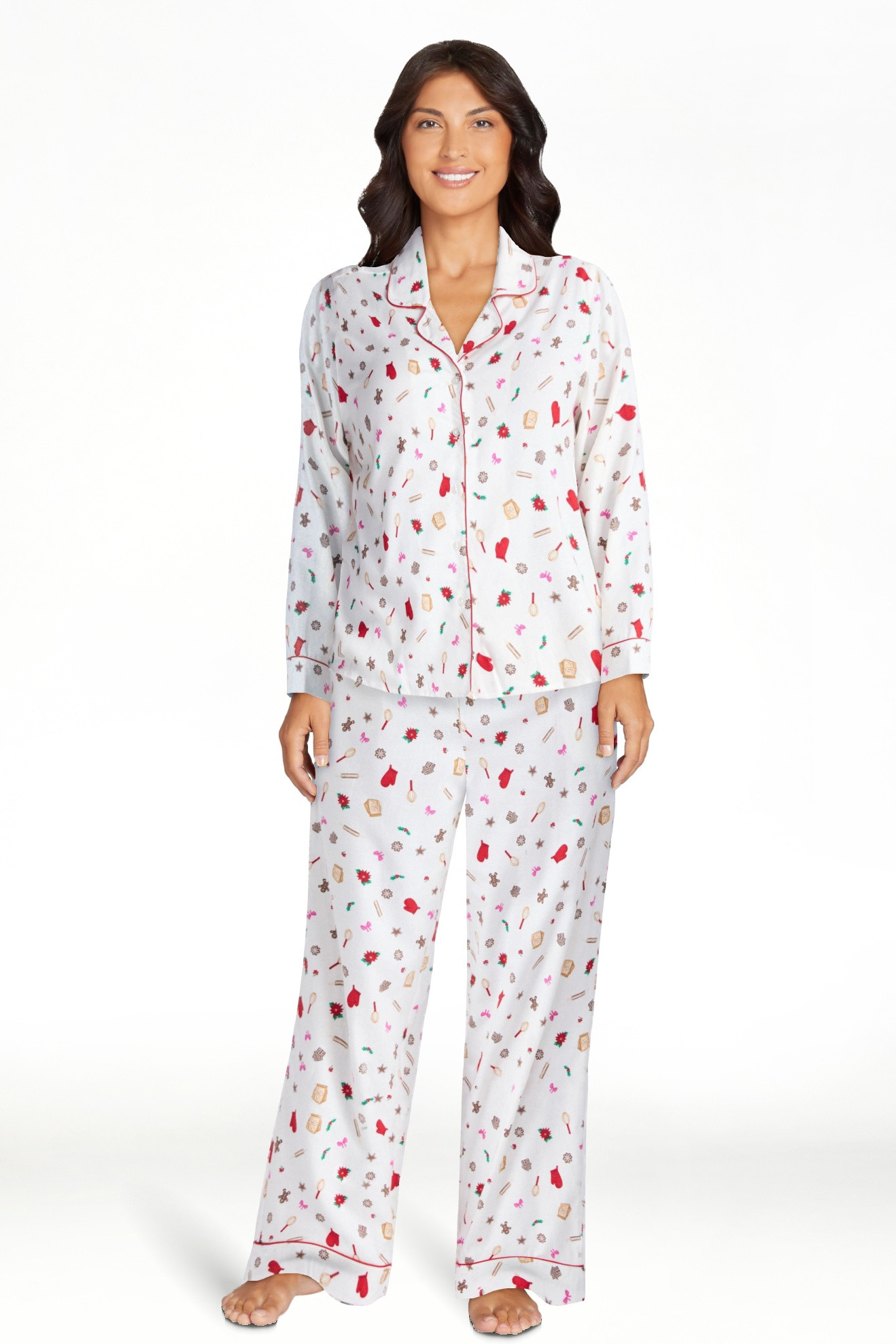 Joyspun Women's Long Sleeve Flannel Sleep Top and Pants Pajama Set, 2-Piece, Sizes XS-3X - Walmar... | Walmart (US)